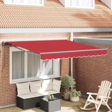 Vidaxl Retractable Awning Manual Red 300x250 Cm Fabric
