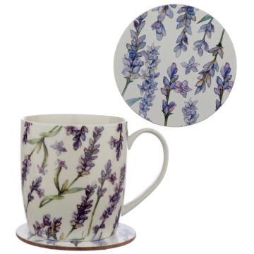 Porcelain Mug And Coaster Gift Set - Lavender Fields