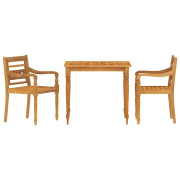 Vidaxl 3 Piece Garden Dining Set Solid Wood Teak