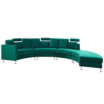 Curved Sofa Dark Green Velvet Upholstery Modular 7-seater Adjustable Headrests Modern Beliani