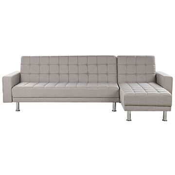 Corner Sofa Bed Light Grey Fabric Tufted Upholstery Reversible Chaise Sleeper Sofa Beliani