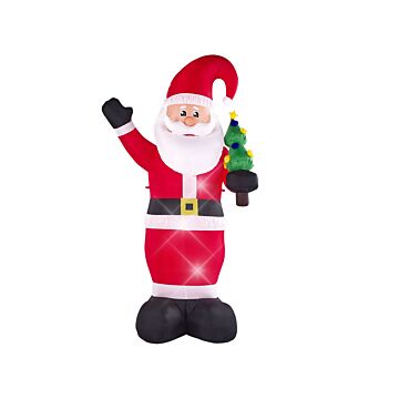 Outdoor Led Christmas Inflatable Red Fabric Santa Claus Figure Garden Decoration Pre Lit Beliani