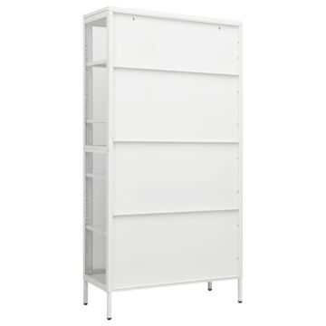 Vidaxl Display Cabinet White 90x40x180 Cm Steel And Tempered Glass