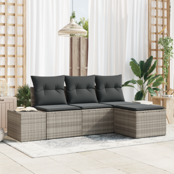 Vidaxl 4 Piece Garden Sofa Set With Cushions Light Grey Poly Rattan