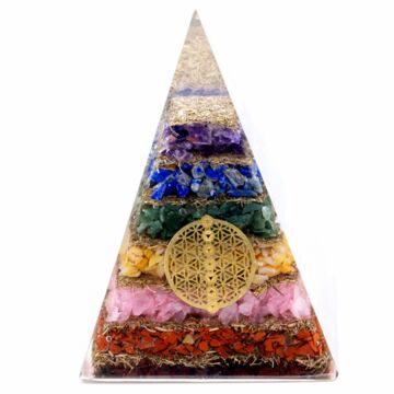 Orgonite Pyramid - Seven Chakra Flower Of Life - 7 Cm