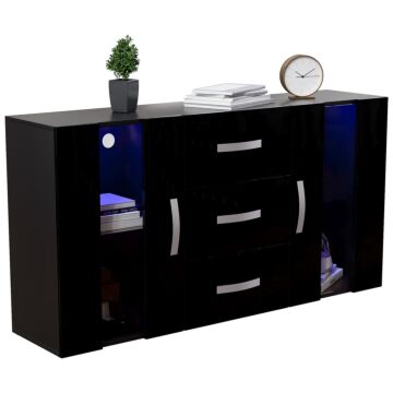 Vida Designs Astro 2 Door 3 Drawer Led Sideboard, Black