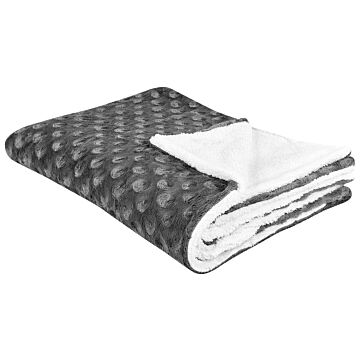 Bedspread Grey Soft Fabric 150 X 200 Cm Sherpa Fleece Lining Beliani