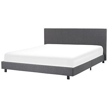 Slatted Bed Frame Grey Polyester Fabric Upholstered 6ft Eu Super King Size Modern Design Beliani
