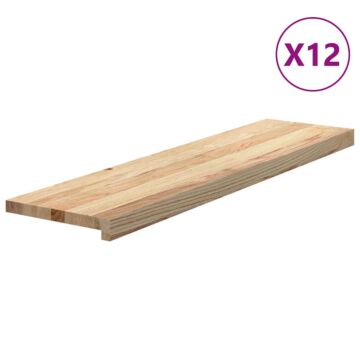 Vidaxl Stair Treads 12 Pcs Untreated 100x25x2 Cm Solid Wood Oak