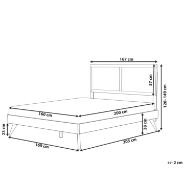 Eu King Size Bed Dark Mdf 5ft3 Frame With Headrest And Slatted Base Beliani