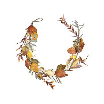 Artificial Autumn Garland Orange Synthetic Material 150 Cm With Ornaments Beliani