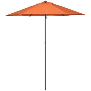 Outsunny 2m Patio Parasols Umbrellas, Outdoor Sun Shade With 6 Sturdy Ribs For Balcony, Bench, Garden, Orange