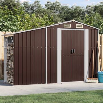 Vidaxl Garden Shed Brown 277x93x179 Cm Galvanised Steel