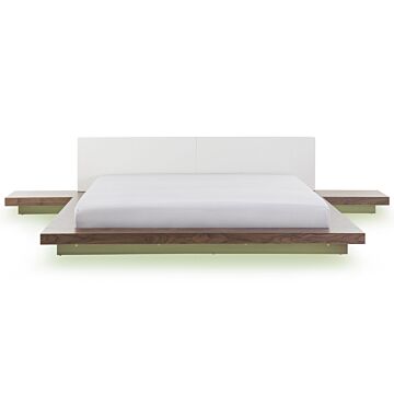 Japan Led Bed Frame Dark Wood Eu Super King Size 6ft Wood Veneer Low Profile