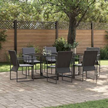 Vidaxl 9 Piece Garden Dining Set With Cushions Steel And Textilene
