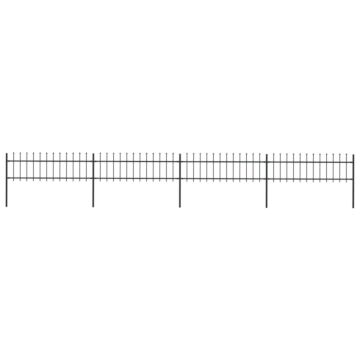 Vidaxl Garden Fence With Spear Top Steel 6.8x0.6 M Black