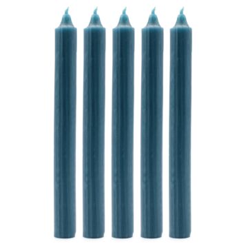 Solid Colour Dinner Candles - Rustic Teal - Pack Of 5