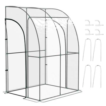 Outsunny 143cm X 118cm Walk-in Lean To Greenhouse, With Accessories