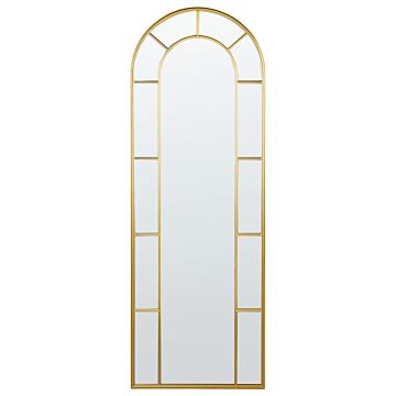 Wall Mirror Gold Metal 60 X 170 Cm Wall Mounted Decorative Mirror Vantage Style Hanging Decor Beliani