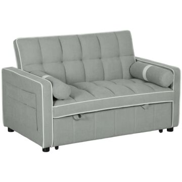 Homcom Two-seater Linen-look Sofa Bed - Light Grey