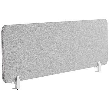 Desk Screen Light Grey Pet Board Fabric Cover 160 X 40 Cm Acoustic Screen Modular Mounting Clamps Home Office Beliani