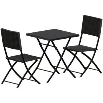 Garden Vida Capri 2 Seater Rattan Bistro Set, Black