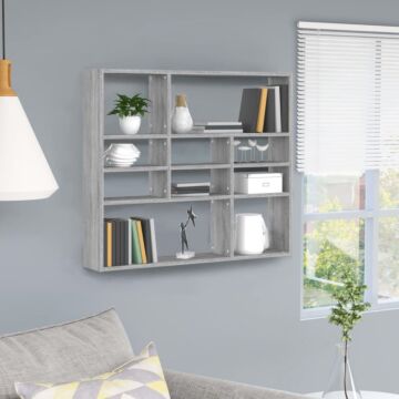 Vidaxl Wall Shelf Grey Sonoma 90x16x78 Cm Engineered Wood