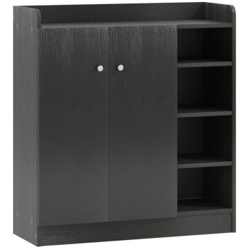 Homcom Shoe Storage Cabinet With Adjustable Shelves - Black