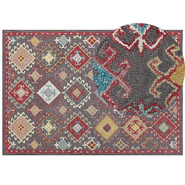 Area Rug Mulitcolour Wool 160 X 230 Cm Thick Dense Pile Oriental Pattern Kilim Beliani