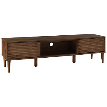 Tv Stand Dark Wood For Up To 75ʺ Tv Media Unit With 2 Cabinets Shelf Beliani