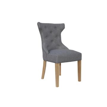Winged Button Back Chair With Metal Ring Dark Grey/oak