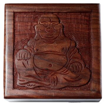 Sheesham Wood Carved Buddha Trinket Box