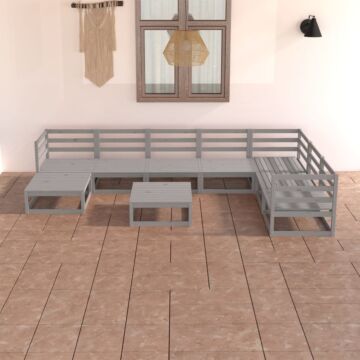Vidaxl 8 Piece Garden Lounge Set Grey Solid Pinewood