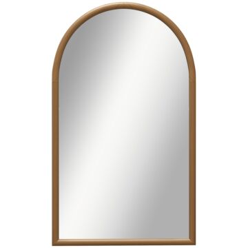 Homcom 110 X 65cm Wooden Arched Mirror - Natural Finish | Aosom Uk