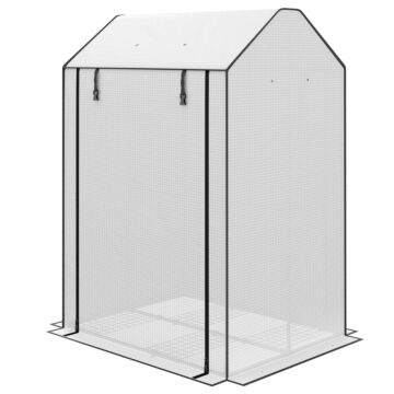 Outsunny Mini Greenhouse With 4 Wire Shelves Portable Garden Grow House Upgraded Tomato Greenhouse With Roll Up Door And Vents, 100 X 80 X