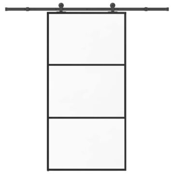 Vidaxl Sliding Door With Hardware Set 102x205 Cm Esg Glass&aluminium