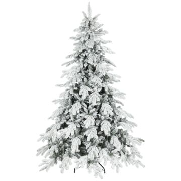 Homcom 7ft Super Flocked Christmas Tree - Green/white