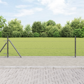 Vidaxl Hexagon Fence Grey 0,4x100 M Steel, Vidaxl Fence Posts With Base Plates 13 Pcs Ø32mm 50cm Galvanised Steel