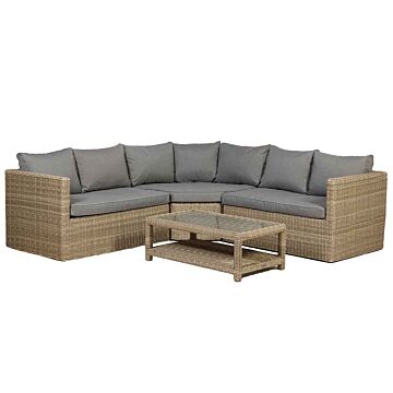 Wentworth 4pc Corner Lounging Set 
2pc Lh & Rh Sofa Bench, 1pc (large) Triangular Corner Seat And Coffee Table Including Cushions