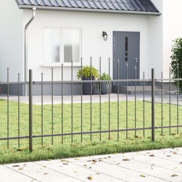 Vidaxl Garden Fence With Hoop Top Grey 13.6x1 M Steel