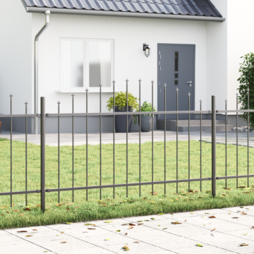 Vidaxl Garden Fence With Hoop Top Grey 13.6x1 M Steel