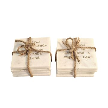 Tea & Coffee Marble Coasters 2 Types Set Of 8