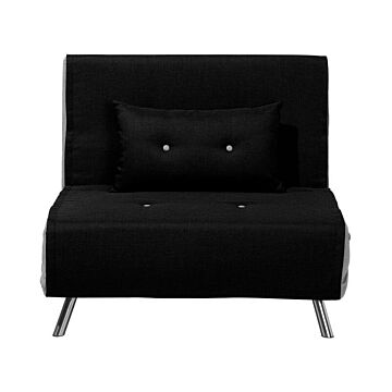 Sofa Bed Black Fabric Upholstery Single Sleeper Fold Out Chair Bed Beliani