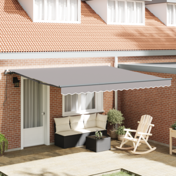 Vidaxl Manual Retractable Awning Light Grey 400x300 Cm