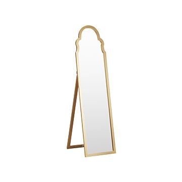 Standing Mirror Gold Mdf Glass 40 X 150 Cm With Stand Decorative Frame Modern Design Beliani