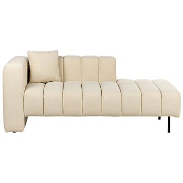 Left Hand Chaise Lounge Beige Velvet Upholstery Black Legs Seat Bolster Cushion Modern Glam Design Beliani