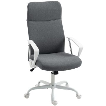 Homcom Fabric High Back Office Chair - Grey