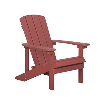 Garden Chair Red Plastic Wood Weather Resistant Modern Style Beliani