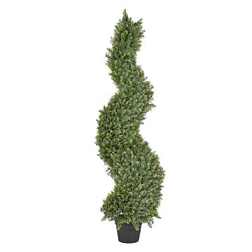 Artificial Potted Spiral Tree Green Plastic Leaves Material Metal Construction 126 Cm Decorative Indoor Outdoor Garden Accessory Beliani