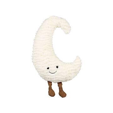 Kids Cushion White Fabric 40 X 40 Cm Fluffy Plush Toy Moon Shaped Pillow With Filling Soft Children's Toy Beliani
